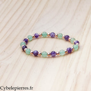 Bracelet Harmonie – Aventurine et Améthyste(6 et 4 mm) – 18 cm | Douceur et Équilibre