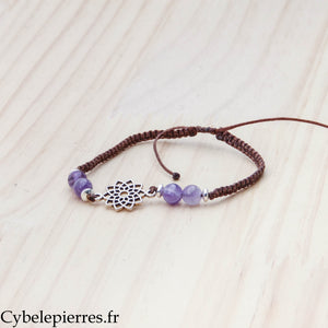 Bracelet Chakra Coronal - Améthyste (réglable)