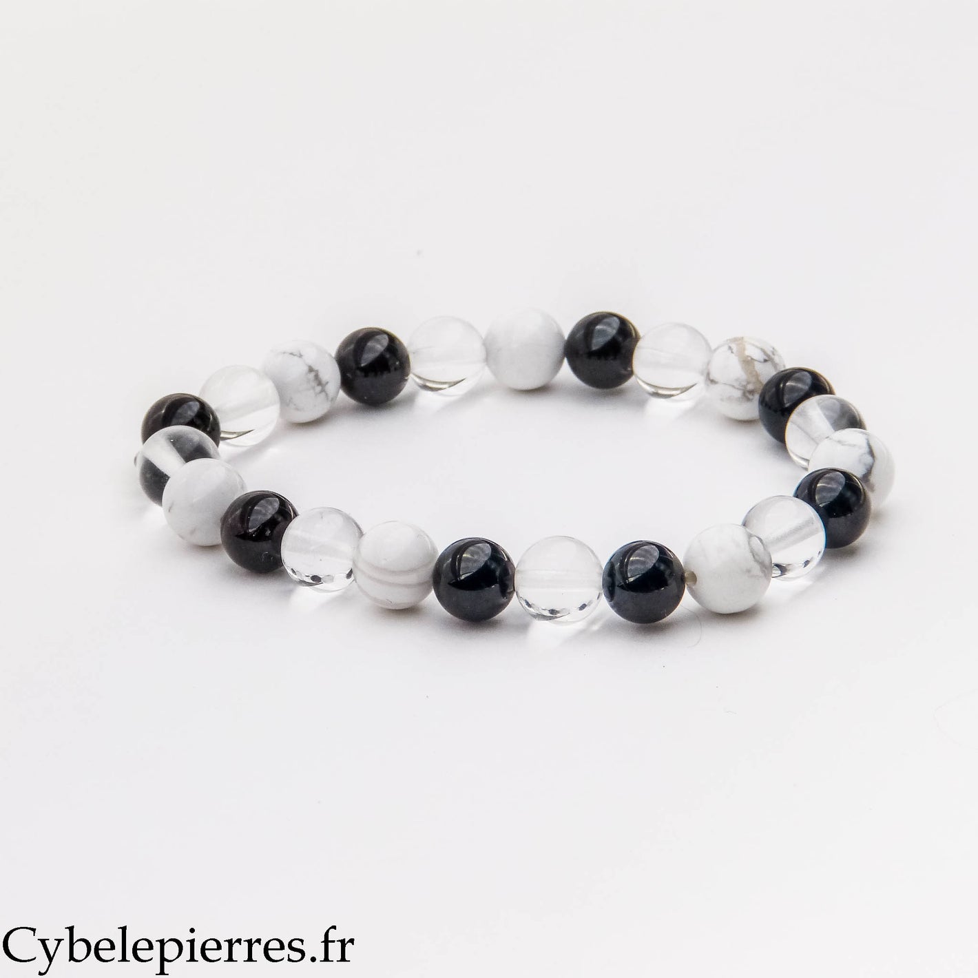Pulsera Aveta - Espinela, Cristal de Roca y Howlita (8mm) - 19cm