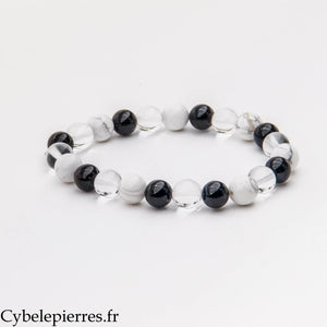 Pulsera Aveta - Espinela, Cristal de Roca y Howlita (8mm) - 19cm