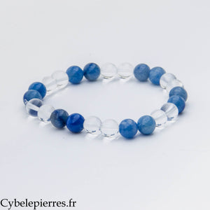 Pulsera de Hombre Epicúreo - Cristal de roca y Aventurina azul (8mm) - 20cm
