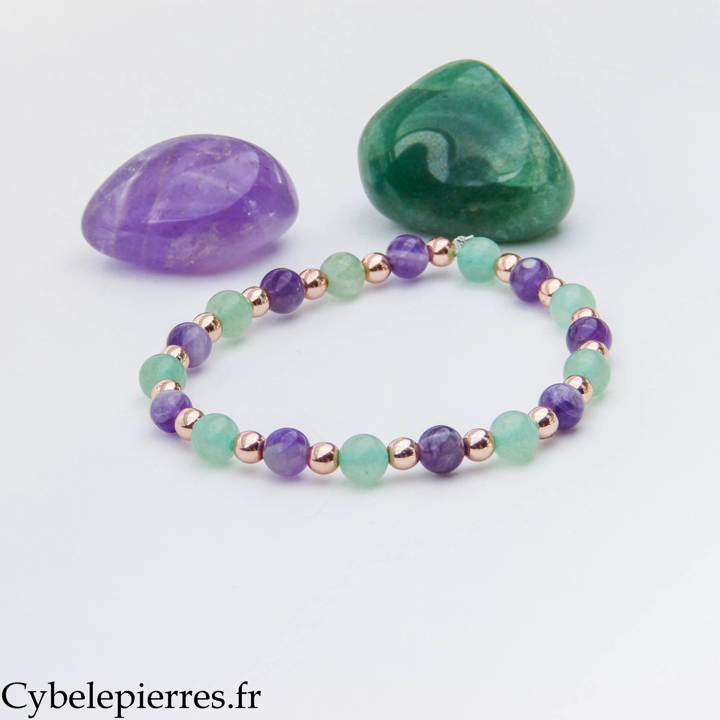 Bracelet Harmonie – Aventurine et Améthyste(6 et 4 mm) – 18 cm | Douceur et Équilibre