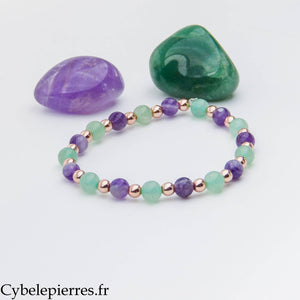 Bracelet Harmonie – Aventurine et Améthyste(6 et 4 mm) – 18 cm | Douceur et Équilibre