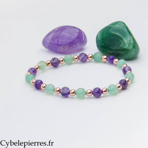 Bracelet Harmonie – Aventurine et Améthyste(6 et 4 mm) – 18 cm | Douceur et Équilibre