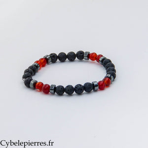 Bracelet Chakra Racine – Pierre de Lave et Cornaline (6 mm) – 17 cm | Ancrage et Vitalité