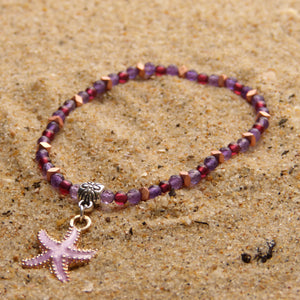 Bracelet Summer - Amphitrite - Améthyste et Grenat (3-4 mm) - 18 cm | Équilibre et énergie