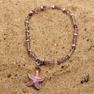 Bracelet Summer - Océane - Fluorite et Labradorite (3-4 mm) - 18 cm | Intuition et sérénité
