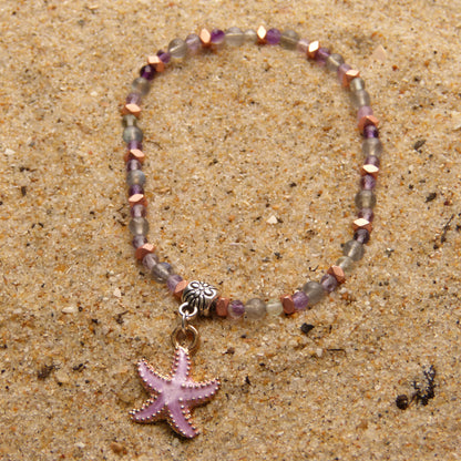 Bracelet Summer - Océane - Fluorite et Labradorite (3-4 mm) - 18 cm | Intuition et sérénité