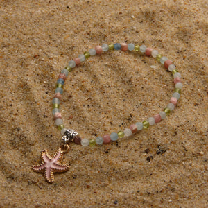 Bracelet Summer - Calypso - Rhodochrosite, Aigue-marine et Péridot (3-4 mm) - 19 cm | Joie et harmonie
