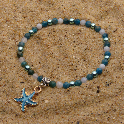 Bracelet Summer - Naïade - Apatite bleue & Calcédoine (3-4 mm) - 16 à 18 cm | Communication & inspiration