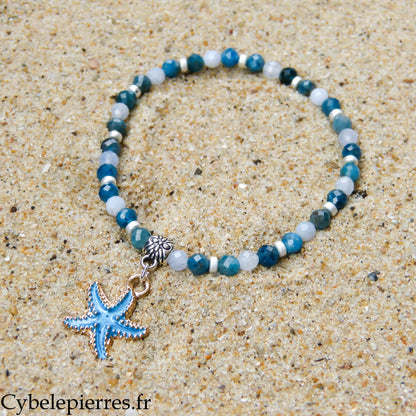Bracelet Summer - Naïade - Apatite bleue & Calcédoine (3-4 mm) - 16 à 18 cm | Communication & inspiration