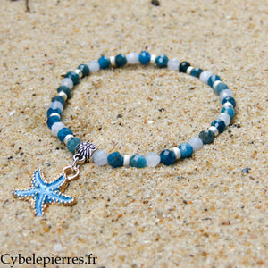 Bracelet Summer - Naïade - Apatite bleue & Calcédoine (3-4 mm) - 16 à 18 cm | Communication & inspiration