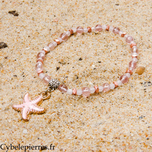 Bracelet Summer - Thétis - Quartz rose et Aventurine rouge (3-4 mm) - 18 cm | Tendresse et vitalité