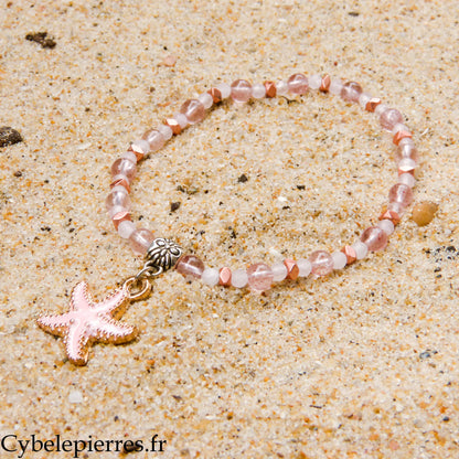 Bracelet Summer - Thétis - Quartz rose et Aventurine rouge (3-4 mm) - 18 cm | Tendresse et vitalité