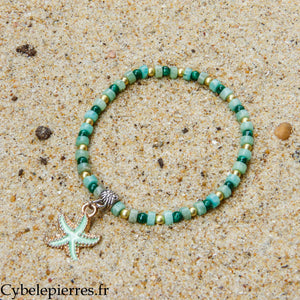 Bracelet Summer - Galéné - Amazonite et Malachite (3-4 mm) - 18 cm | Harmonie et renouveau
