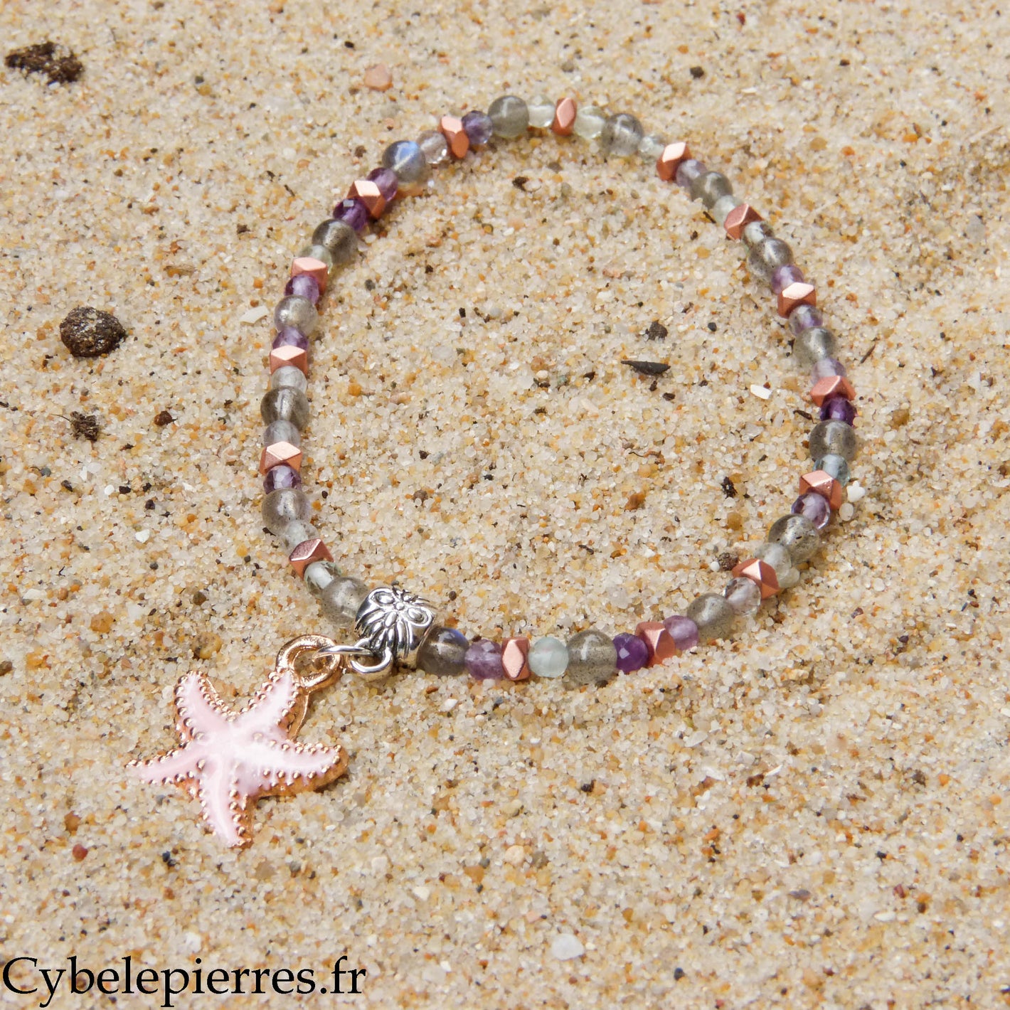 Bracelet Summer - Océane - Fluorite et Labradorite (3-4 mm) - 18 cm | Intuition et sérénité