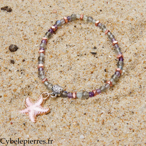 Bracelet Summer - Océane - Fluorite et Labradorite (3-4 mm) - 18 cm | Intuition et sérénité