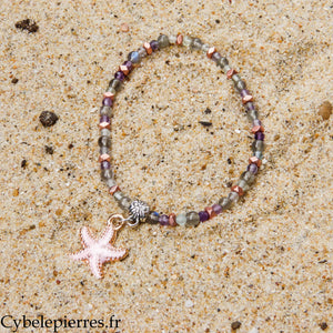 Bracelet Summer - Océane - Fluorite et Labradorite (3-4 mm) - 18 cm | Intuition et sérénité
