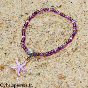 Bracelet Summer - Amphitrite - Améthyste et Grenat (3-4 mm) - 18 cm | Dernier exemplaire