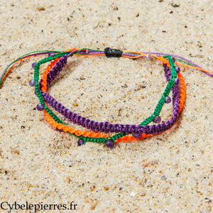 "Vibrant Energy" Summer Trio Bracelet – micro macramé & amethyst