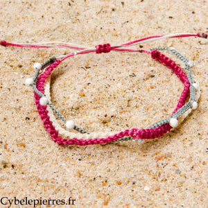 Bracelet Summer - Trio Estival Lâcher-prise - Howlite facettée et micro macramé - Taille réglable | Calme et recul