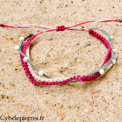 Pulsera "Trío Estival – Soltar" – micramé y howlita facetada