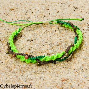 Bracelet Summer - Trio Estival Forêt Vive - Unakite et micro macramé - Taille réglable | Équilibre et renouveau