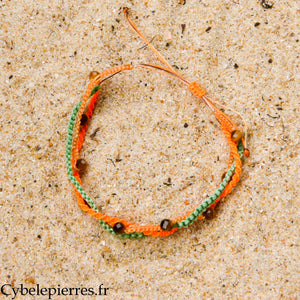 Bracelet Summer - Trio Estival Soleil Sauvage - Œil de tigre facetté et micro macramé - Taille réglable | Confiance et vitalité