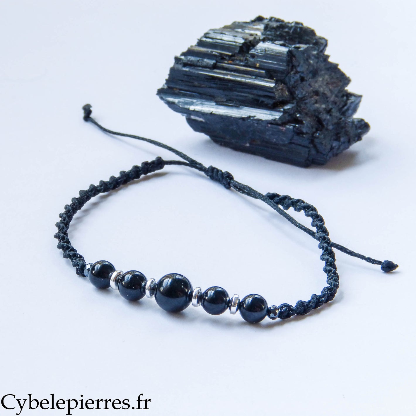 Bracelet réglable Tourmaline noire