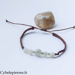 Bracelet réglable Pierre de lune blanche