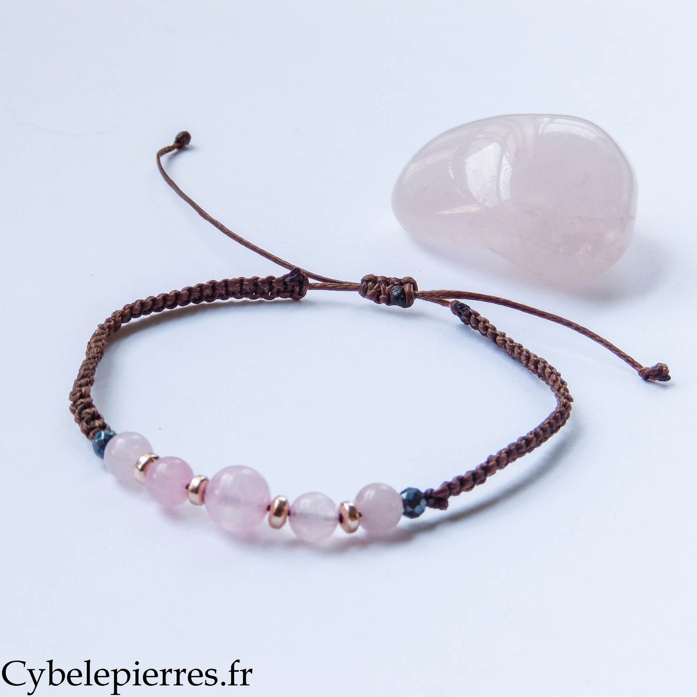 Bracelet réglable Quartz rose