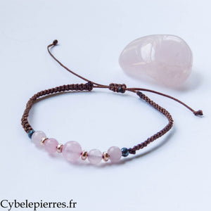 Bracelet réglable Quartz rose