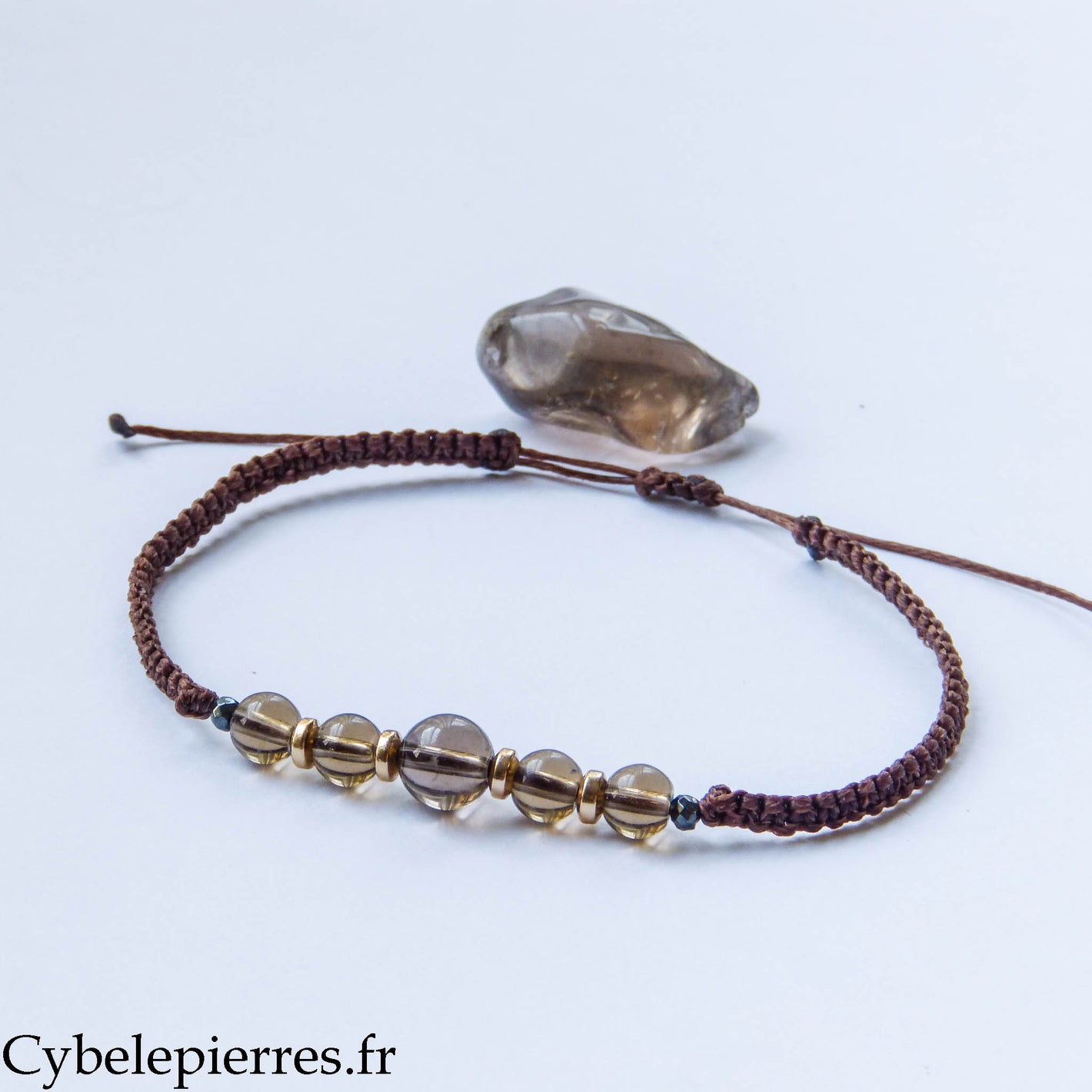 Bracelet réglable Quartz fumé