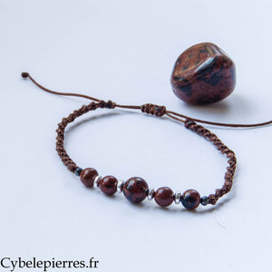 Bracelet réglable Obsidienne acajou