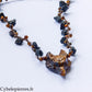 Collier Talisman du Loup – Tourmaline brute et Œil de tigre – Micro-macramé réglable | Pièce unique