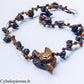 Collier Talisman du Loup – Tourmaline brute et Œil de tigre – Micro-macramé réglable | Pièce unique