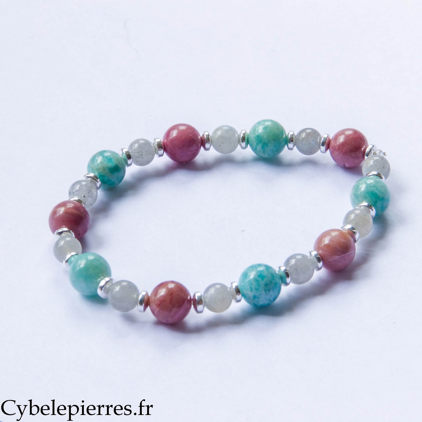 Bracelet Expression – Amazonite, Labradorite et Rhodonite (6 et 8 mm) – 18 cm | Sensibilité et Confiance