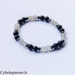 Bracelet Bouclier – Tourmaline et Labradorite (6 mm) – 19 cm | Protection et Ancrage