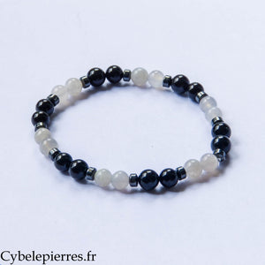 Bracelet Bouclier – Tourmaline et Labradorite (6 mm) – 19 cm | Protection et Ancrage
