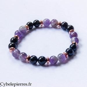 Super Protection Bracelet - Tourmaline and Amethyst (6mm) - 17cm | Balance and Grounding