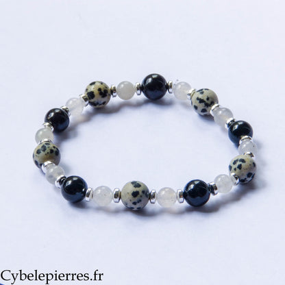 Anchoring and Protection Bracelet - Tourmaline, Labradorite, and Dalmatian Jasper (6 and 8mm) - 19cm [🔥Last item!]