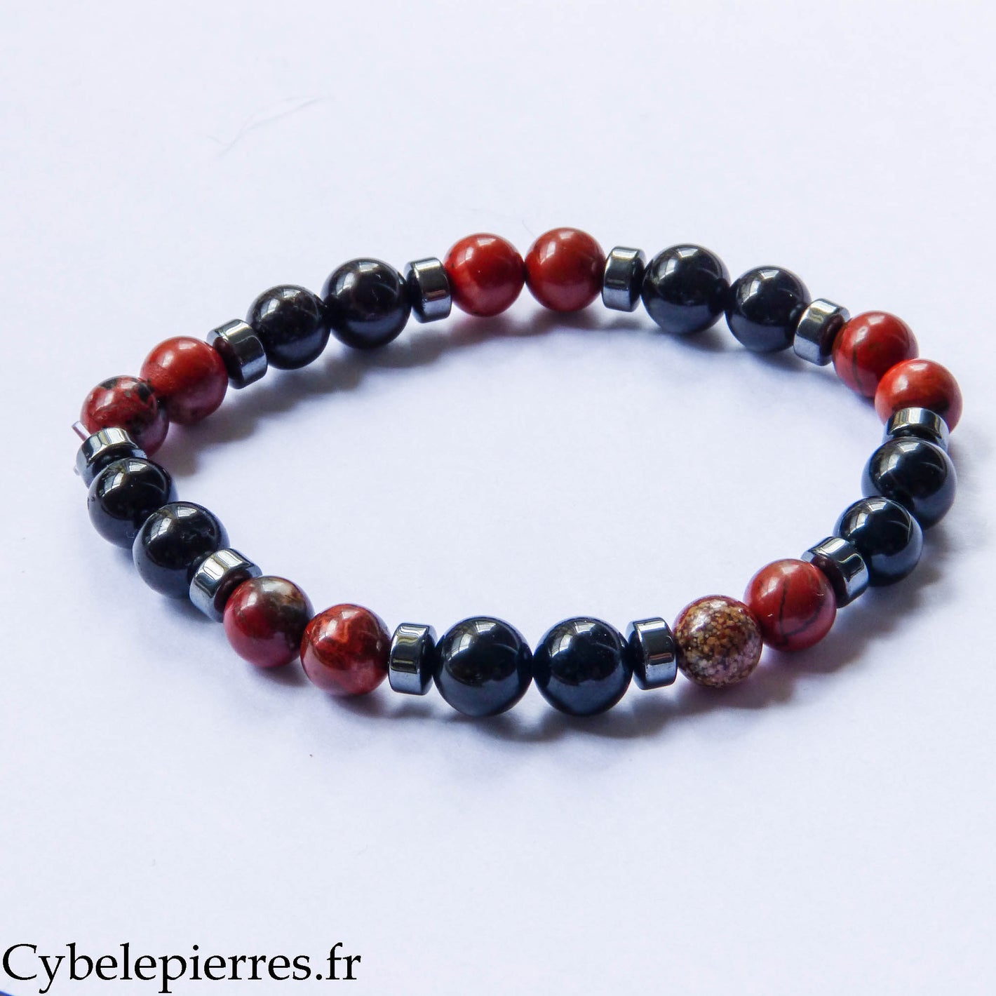 Anchor Bracelet - Red Jasper and Tourmaline (8mm) - 20cm