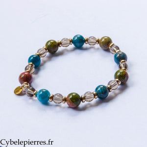 Decision Bracelet: Smoky Quartz, Unakite, and Blue Apatite (6mm) - 19cm