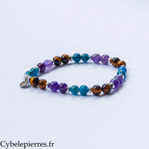 Independence Bracelet - Tiger's Eye, Amethyst and Apatite (6mm) - 18cm