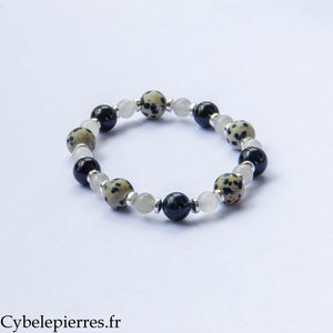 Bracelet Ancrage et Protection- Tourmaline, Labradorite et Jaspe Dalmatien (6 et 8mm) - 19cm [🔥Dernier exemplaire!]