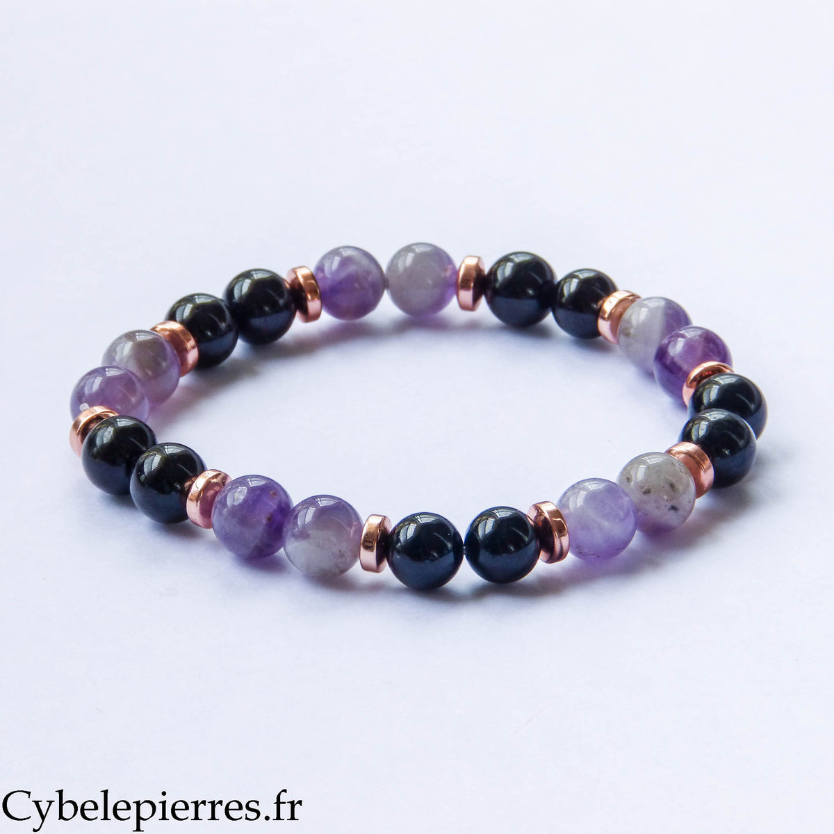 Super Protection Bracelet - Tourmaline and Amethyst (6mm) - 17cm | Balance and Grounding