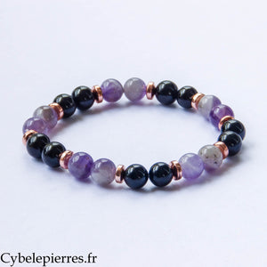 Super Protection Bracelet - Tourmaline and Amethyst (6mm) - 17cm | Balance and Grounding