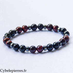 Bracelet Force Intérieure – Œil de taureau et Tourmaline (8 mm) – 20 cm | Protection et Détermination