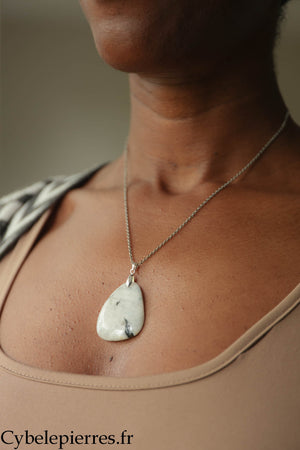 Pendentif Péristérite (Labradorite blanche) - 30 mm