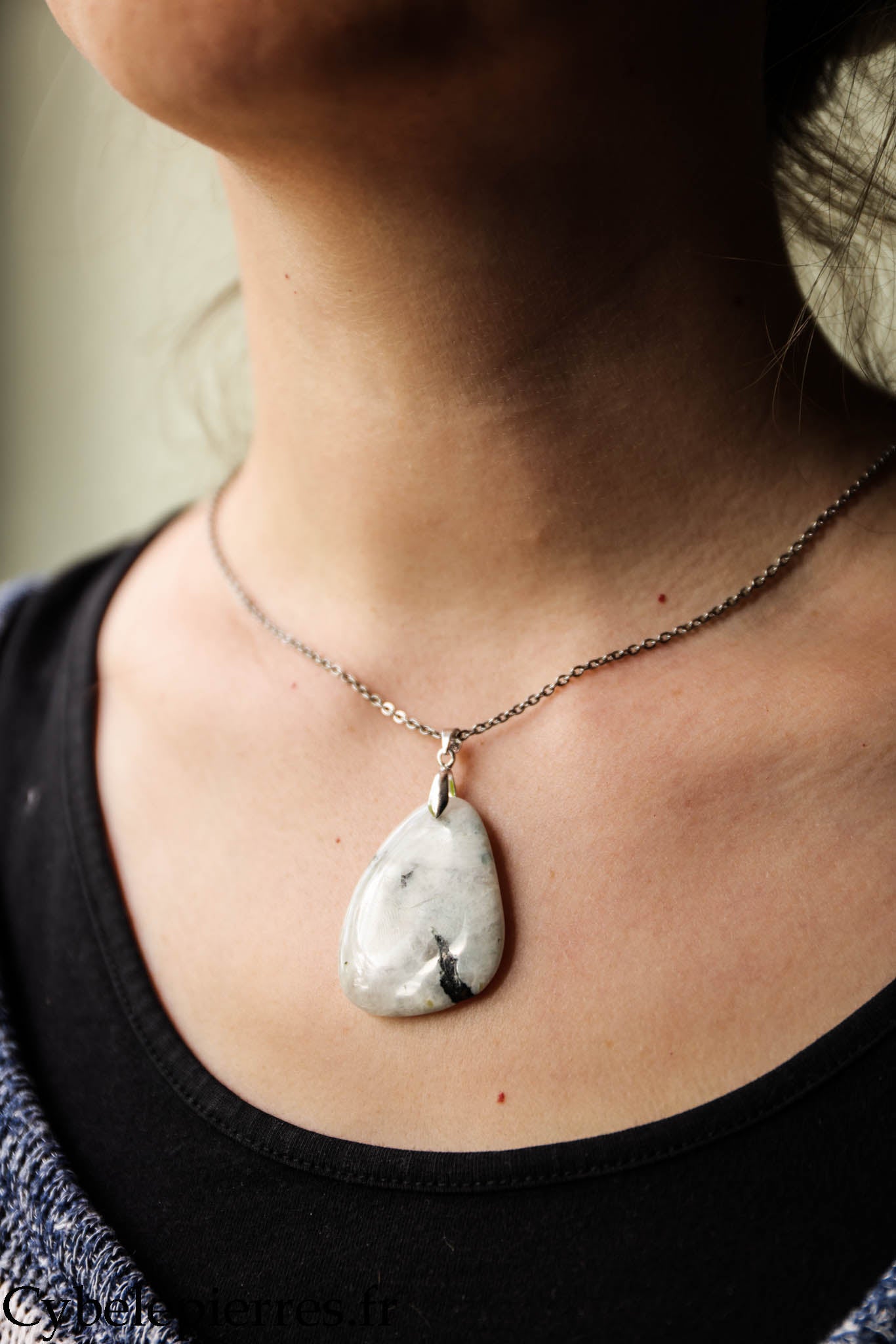 Pendentif Péristérite (Labradorite blanche) - 30 mm